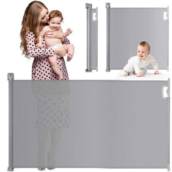 Poarta de siguranta, retactabila pentru scari si usi, realizat din ABS si  PVC, pliere usoara si rapida, lungimea reglabila, 92,5x140 cm, gri - 4- Roveli