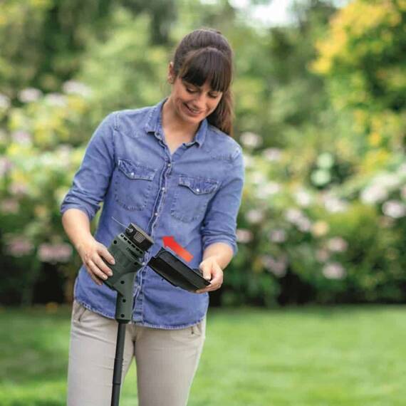 Trimmer pentru gazon, diametru de taiere 23 cm, incarcator si acumulator Li-ion 18 V, 2 Ah - 7- Roveli