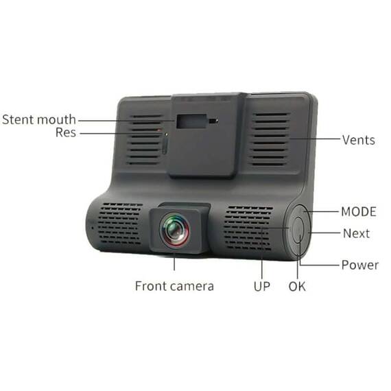 Camera auto DVR DacEnergy©, Full HD cu 3 obiective fata, spate, interior, G Senzor, night vision, detectie miscare, monitor parcare, ecran 4 inch - 6- Roveli