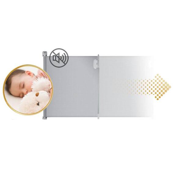 Poarta de siguranta, retactabila pentru scari si usi, realizat din ABS si  PVC, pliere usoara si rapida, lungimea reglabila, 92,5x140 cm, gri - 9- Roveli
