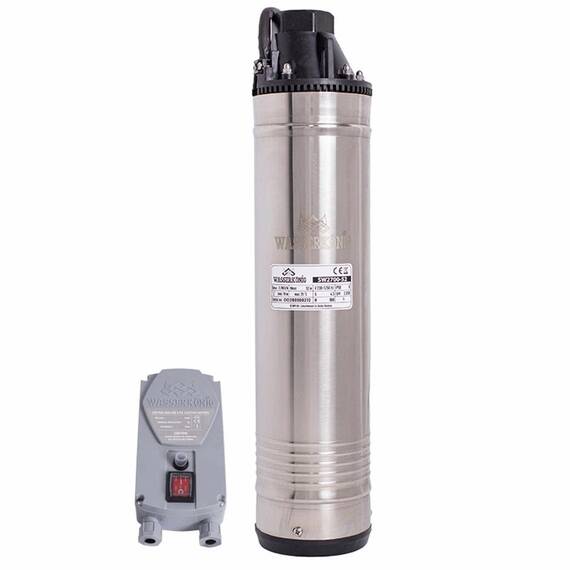 Pompa submersibila ape curate Wasserkonig, carcasa pompei si motorului sunt realizate din inox, turbina din bronz, 900 W, 45 l/min, inaltime maxima de refulare 52 m - - Roveli