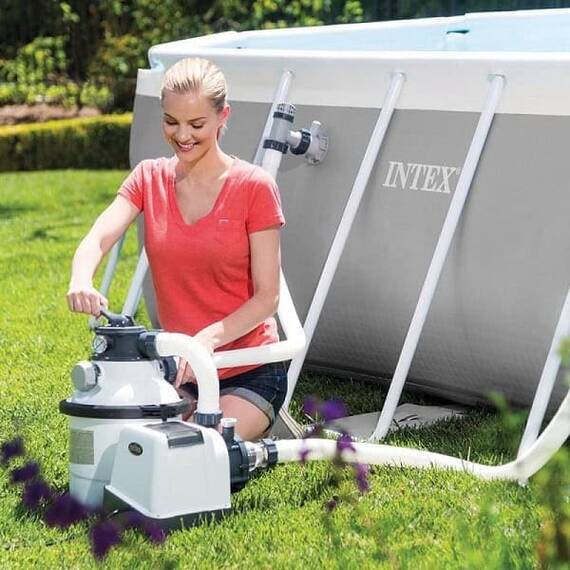 ​Pompa filtrare apa piscina, realizata din polipropilena armata cu fibra de sticla, debit 4 mc/h, 220-240 V, 190 W, gri - - Roveli