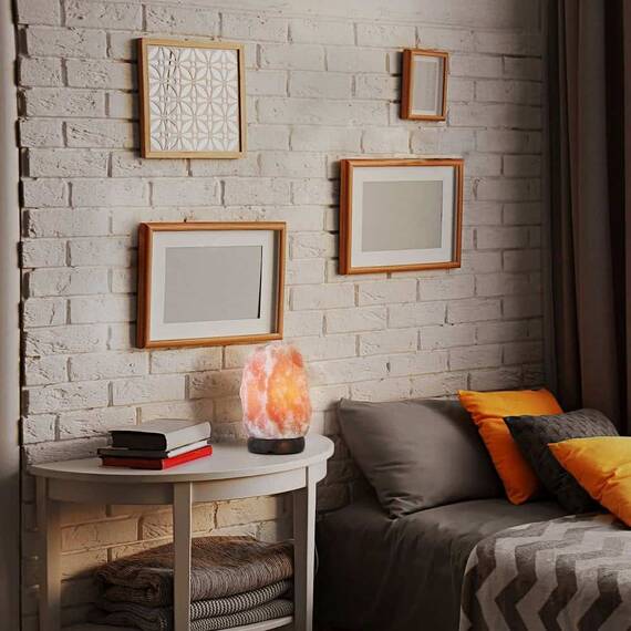 Veioza de sare, structura din lemn, dulie E14, 15 W, portocalie - 2- Roveli