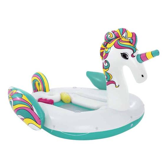 Saltea gonflabila, pentru plaja, confectionata din vinil, 6 persoane, forma de unicorn, 590 x 404 cm, multicolor - 2- Roveli