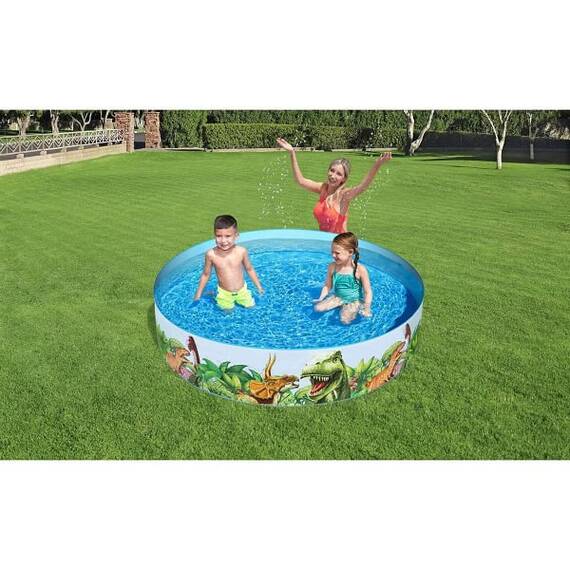 ​Piscina supraterana, pentru copii, forma rotunda, usor de asamblat, PVC, imprimeu dinozauri, 183 x 38 cm, 946 litri - 3- Roveli