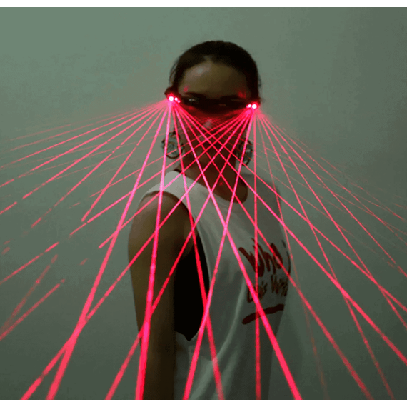Ochelari reincarcati cu laser LED DacEnergy©, pentru petrecere, dans, festival, club, unisex, culoare rosu - 3- Roveli