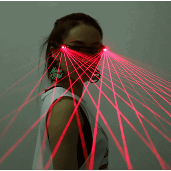 Ochelari reincarcati cu laser LED DacEnergy©, pentru petrecere, dans, festival, club, unisex, culoare rosu - - Roveli
