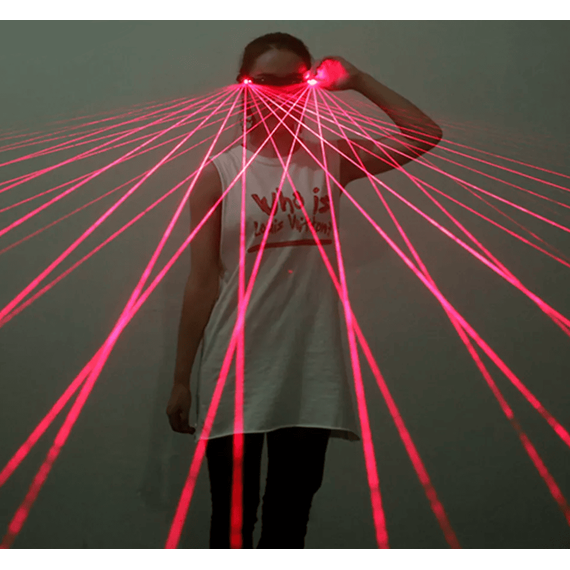 Ochelari reincarcati cu laser LED DacEnergy©, pentru petrecere, dans, festival, club, unisex, culoare rosu - 4- Roveli