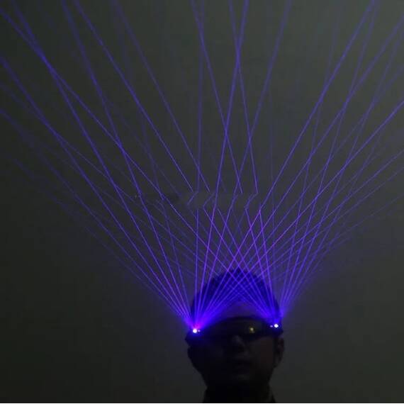 Ochelari reincarcati cu laser LED DacEnergy©, pentru petrecere, dans, festival, club, unisex, culoare albastru - 3- Roveli