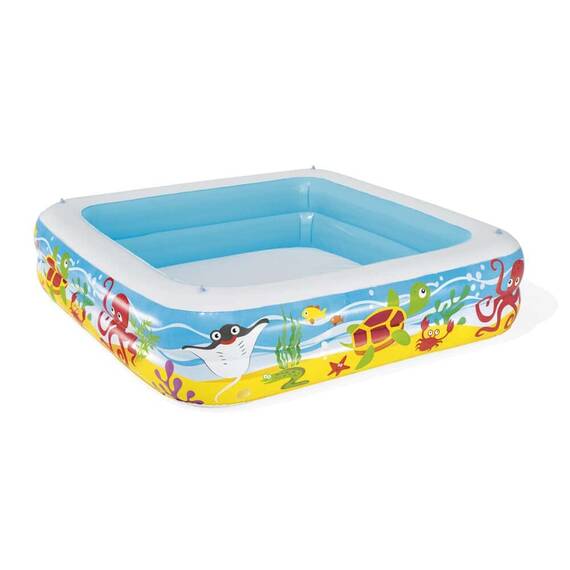 Piscina pentru copii Bestway, gonflabila, confectionata din PVC, cu 2 inele gonflabile, cu protectie solara, 140 x 140 x 114 cm, 265 litri - 4- Roveli