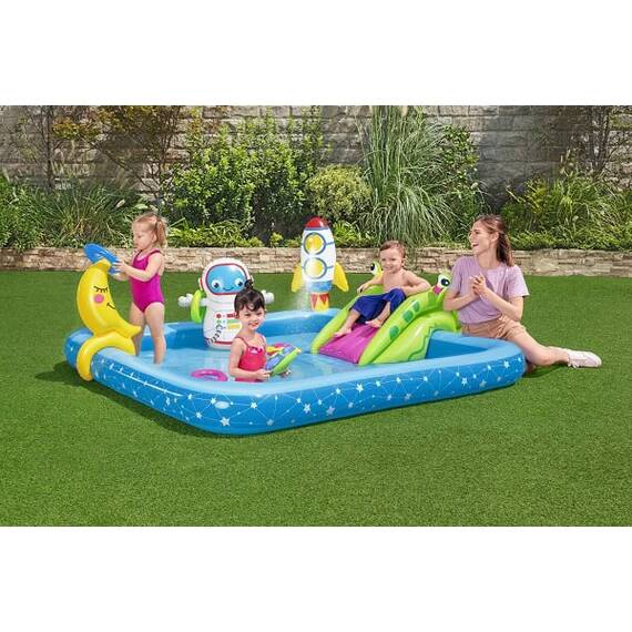 Centru de joaca copii Bestway, gonflabila, confectionat din PVC, model astronaut, cu tobogan, 228 x 206 x 84 cm - 4- Roveli