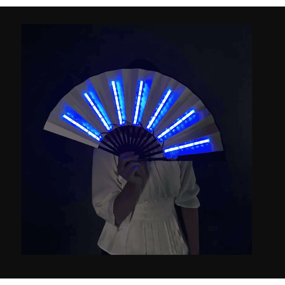 Evantai cu lumina LED DacEnergy©, pentru petrecere, dans, festival, club, 60x33 cm, culoare albastru - 2- Roveli