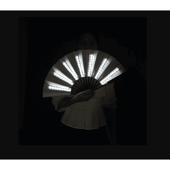 Evantai cu lumina LED DacEnergy©, pentru petrecere, dans, festival, club, 60x33 cm, culoare alb - 3- Roveli