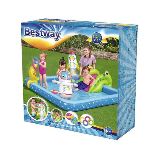 Centru de joaca copii Bestway, gonflabila, confectionat din PVC, model astronaut, cu tobogan, 228 x 206 x 84 cm - 5- Roveli