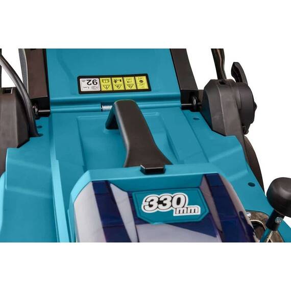 Masina de tuns gazon Makita, latime de taiere 33 cm, cu acumulator LXT, 18V, 4A si incarcator standard, sac de colectare 30 l - 9- Roveli