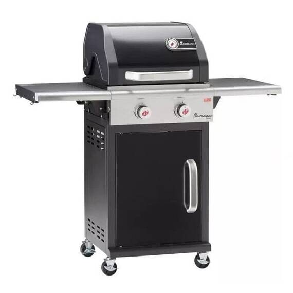 ​Gratar pe gaz, din inox, tava de scurgere a grasimii, aprindere automata piezo, 2 arzatoare, 46 x 44 cm - - Roveli