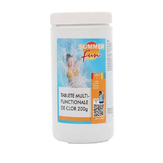 Clor multifunctional tablete de 200 grame Summer Fun, pentru clorulare lenta, pentru apa piscina, 1 kg - - Roveli
