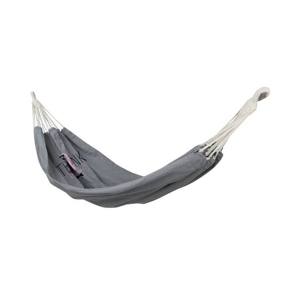 ​Hamac DacEnergy©, fabricat din bumbac, o persoana, model flamingo, 200 x 100 cm, gri - - Roveli