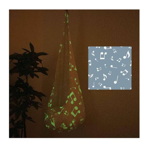 ​Hamac tip scaun DacEnergy©, pentru copii, model cu note muzicale fluorescente, 70 x 140 cm, multicolor - 2- Roveli