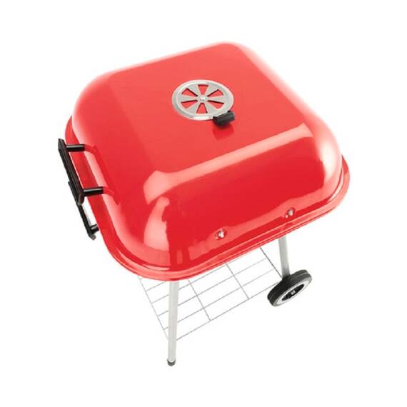 ​Gratar, fabricat din otel, cu capac, cutie pentru cenusa, 2 manere, 2 roti, gril din inox, suprafata de gatit 43x40 cm - 2- Roveli