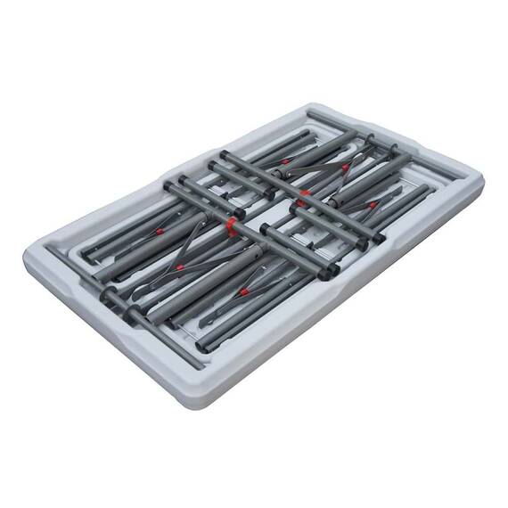 ​Set masa plianta cu 2 banci pentru gradina DacEnergy©, structura robusta, din teava din otel, blat din HDPE, dreptunghiulara, 113 x 68 x 72 cm, alb - 2- Roveli
