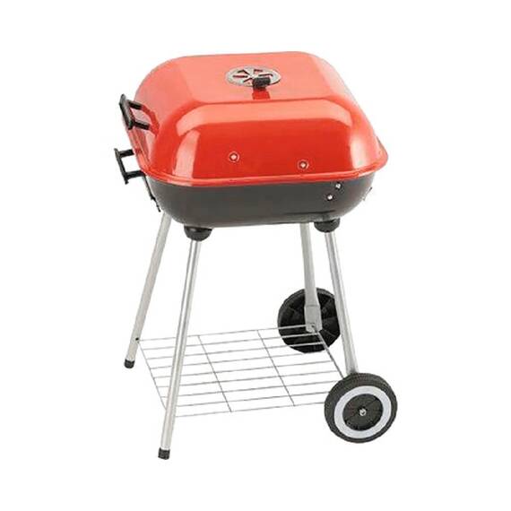 ​Gratar, fabricat din otel, cu capac, cutie pentru cenusa, 2 manere, 2 roti, gril din inox, suprafata de gatit 43x40 cm - 4- Roveli