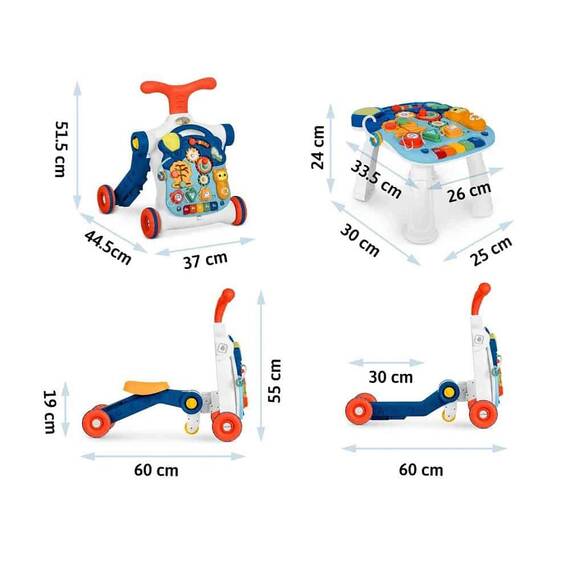 Antemergator 5 in 1 , solid si durabil, calaret, impingator, scuter, masa si tabla educationala, 44,5 × 37 × 51,5 cm - 8- Roveli