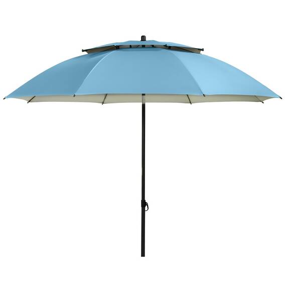 Umbrela pentru soare DacEnergy©, realizat din poliester, structura metalica, rezistenta la umezeala si la razele UV,  forma rotunda, 200 x 207 cm, culoare albastra - - Roveli