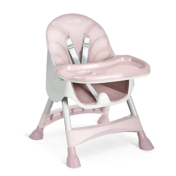 Scaun de masa bebe, 3in1, centura de siguranta in 5 puncte, picioare antiderapante, tava detasabila, pliabil, cos depozitare, roz - 5- Roveli