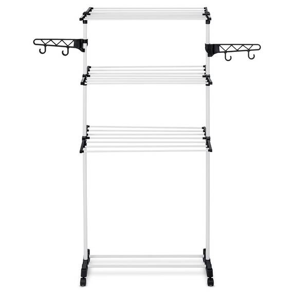 Uscator de rufe vertical DacEnergy©, pliabil, constructie metalica solida, 3 nivele, 6 aripi, 15 m, alb - - Roveli