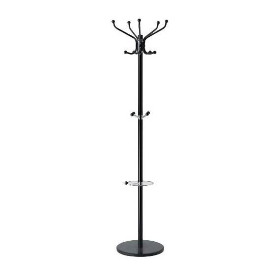 Cuier pentru hol DacEnergy©, structura metalica din otel, baza de marmura, elegant, solid, 176 cm, suport umbrela, 14 carlige, negru - - Roveli
