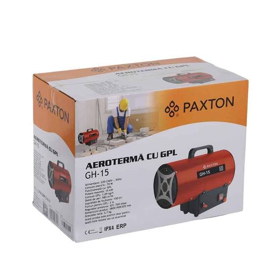 Aeroterma GPL, putere 15 kW, protectie la supraincalzire 95 °C,  aprindere piezo - electrica, grad de izolare clasa I, culoare rosu - 3- Roveli