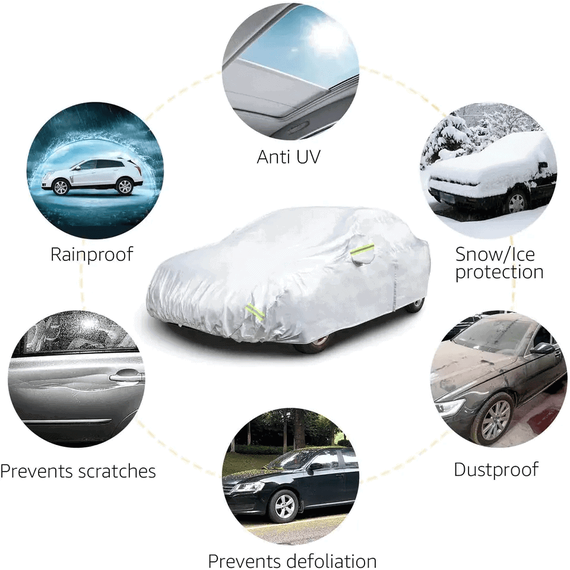 Prelata auto DacEnergy© realizata din material premium tip oxford,compatibila cu marca Mercedes 190, impermeabila, protectie solara, anti vant, rezistenta la zgarieturi, 4.65×1.76×1.48m - - Roveli