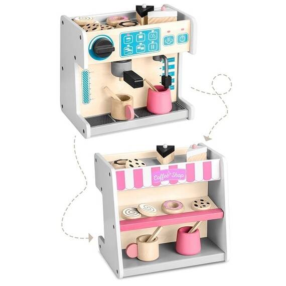 Set patiserie si aparat de cafea, realizat din lemn, cu prajituri, vesela, 26 x 18,5 x 24 cm, alba - 5- Roveli