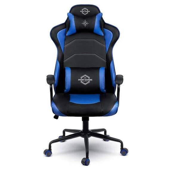 Scaun gaming DacEnergy©, design modern, ergonomic, cotiere rezistente, perna lombara conturata, roti cauciucate, inaltimea si spatarul reglabil, 123x 64,5 cm, negru si albastru ​ - 7- Roveli