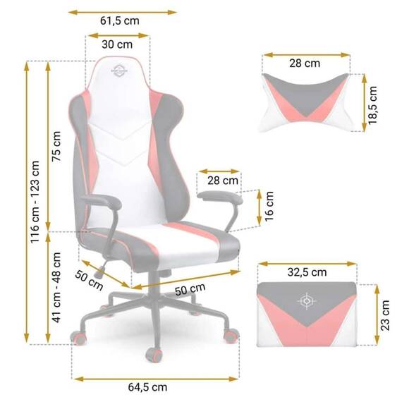 Scaun gaming DacEnergy©, design modern, ergonomic, cotiere rezistente, perna lombara conturata, roti cauciucate, inaltimea si spatarul reglabil, 123x64,5 cm, negru si alb - 5- Roveli