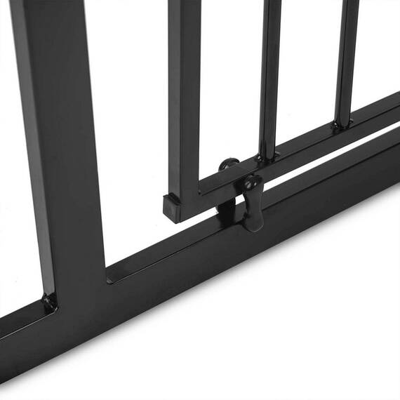 Bariera poarta de protectie copii, realizata din metal si plastic, deschidere pe 2 fete, latime reglabila, 75-115 cm, posibilitatea de blocare, negru - 6- Roveli