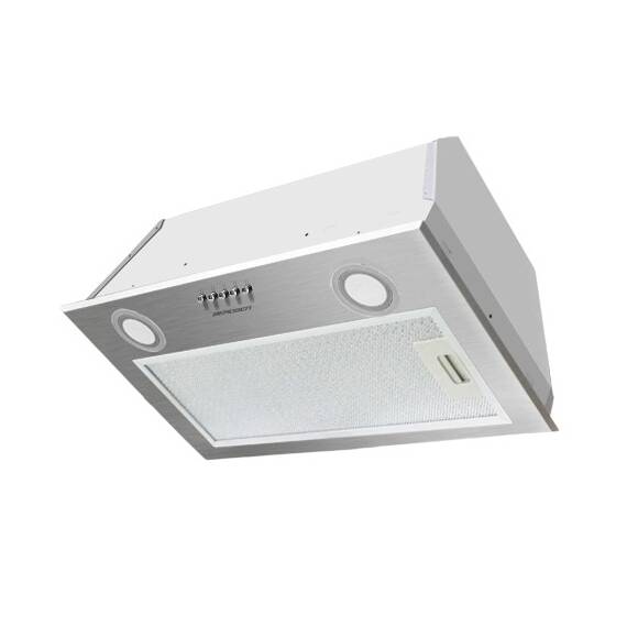 Hota incorporabila, din otel inoxidabil, 380m3/h, 120W, filtru de grasime din aluminiu, buton de control, 60x30 cm, argintie - - Roveli