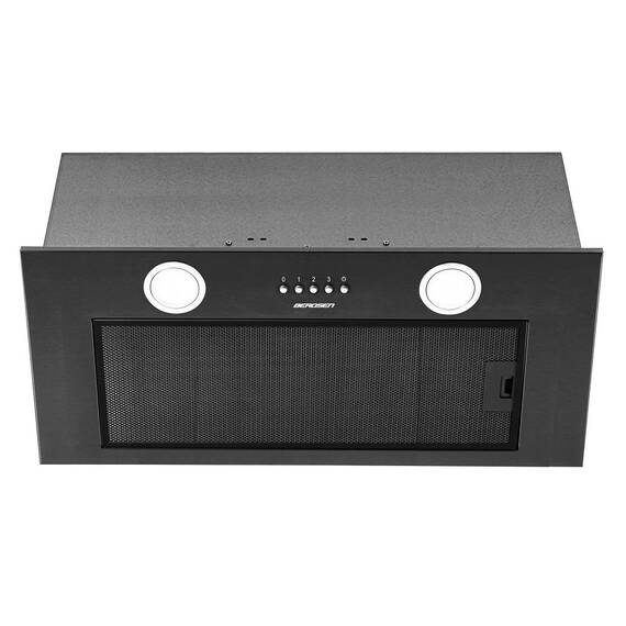Hota incorporabila, din otel inoxidabil, 380m3/h, 120W, filtru de grasime din aluminiu, buton de control, 60x29 cm, negru - - Roveli