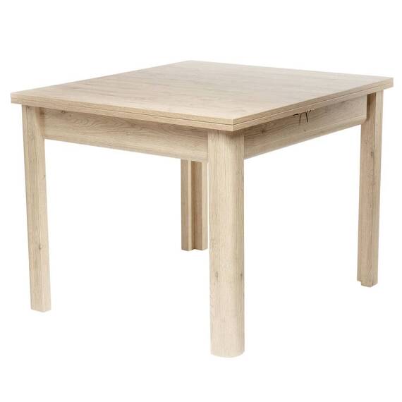 Masa bucatarie extensibila, realizat din PAL melamina si MDF foliat, 6 persoane, dreptunghiulara, 92 / 184 x 102 x 82 cm, finisaj stejar sherwood - - Roveli