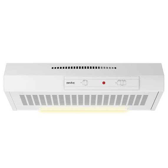 Hota clasica Arctic, 1 motor, 125 W, 295 mc/h, 3 trepte de putere, panou control mecanic, iluminare LED, latime 50 cm, alba - - Roveli