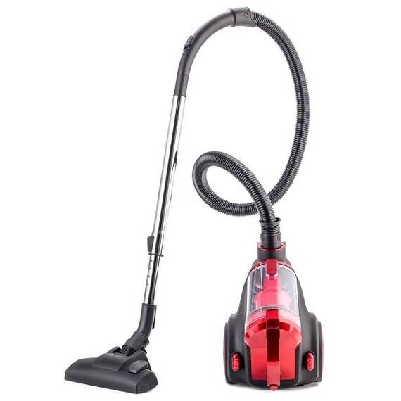 Aspirator fara sac Daewoo, aspirare uscata, 800 W, 1.5 litri, filtru burete, sistem Ultra Cyclonic, tub telescopic, rosu si negru - - Roveli