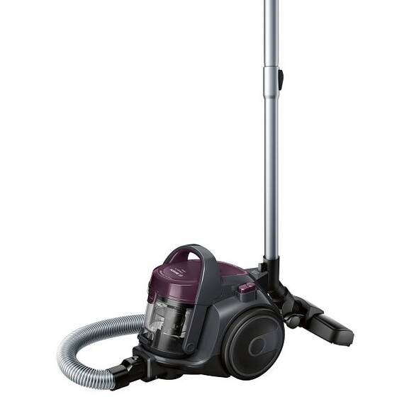 Aspirator fara sac, design elegant, aspirare uscata, filtru evacuare EPA, filtru igienic PureAir, duza pentru tapiterie, duza pentru colturi, tub telescopic, 1.5 l, 700 W, violet - - Roveli