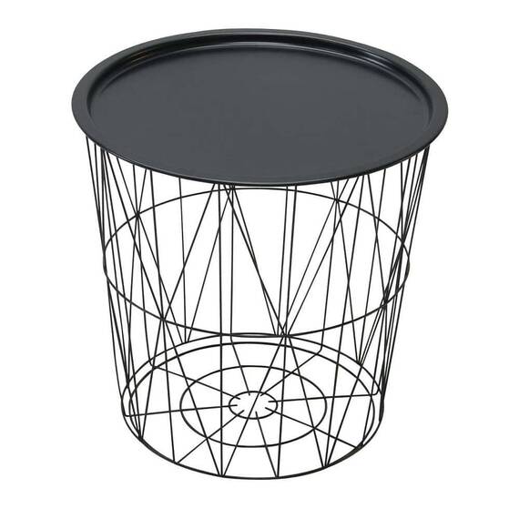 Masuta cafea DacEnergy©, material metal, forma de cos, spatiu pentru depozitare, forma rotunda, dimensiuni 45x45 cm, negru - - Roveli