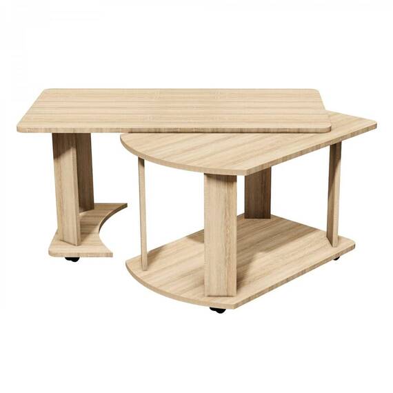 Masuta de living DacEnergy©, material PAL melaminat, rotativa, extensibila, dreptunghiulara, stejar sonoma, 95 x 50 x 50 cm, 1C - - Roveli