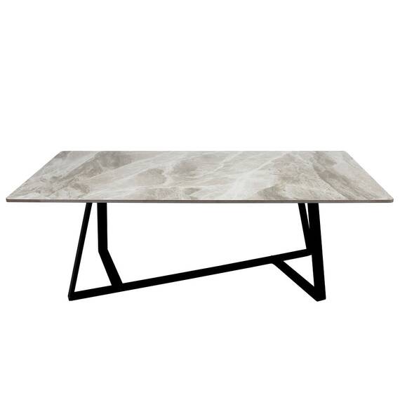 Masuta de living DacEnergy©, realizat din placaj, piatra sinterizata si otel carbon, forma dreptunghiulara, 120 x 60 x 42 cm, nuante de gri - - Roveli