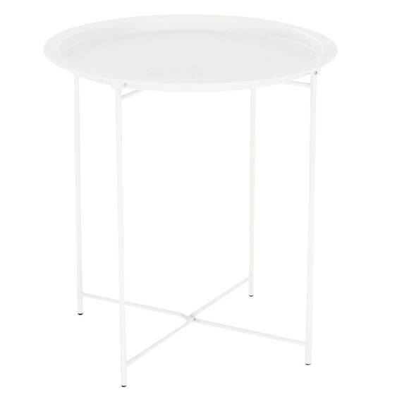 Masuta de cafea DacEnergy©, realizata din metal, design rustic, forma rotunda, 47 x 47 x 50.2, finisaj alb - - Roveli