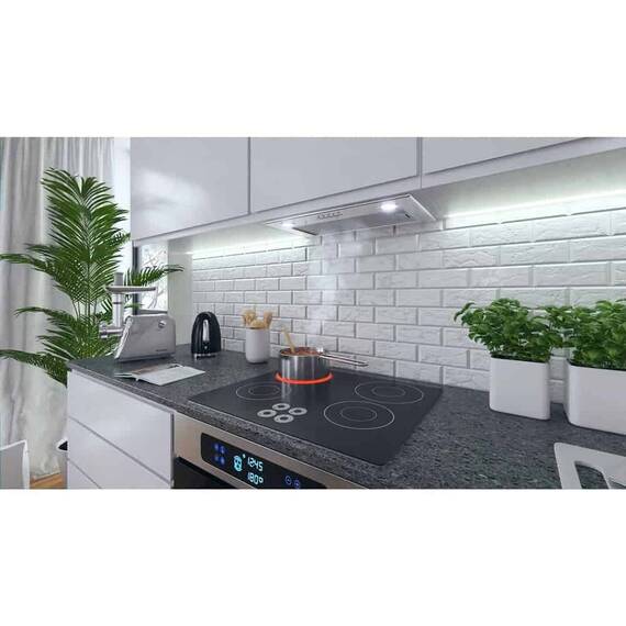 Hota incorporabila, din otel inoxidabil, 380m3/h, 120W, filtru de grasime din aluminiu, buton de control, 60x30 cm, argintie - 2- Roveli