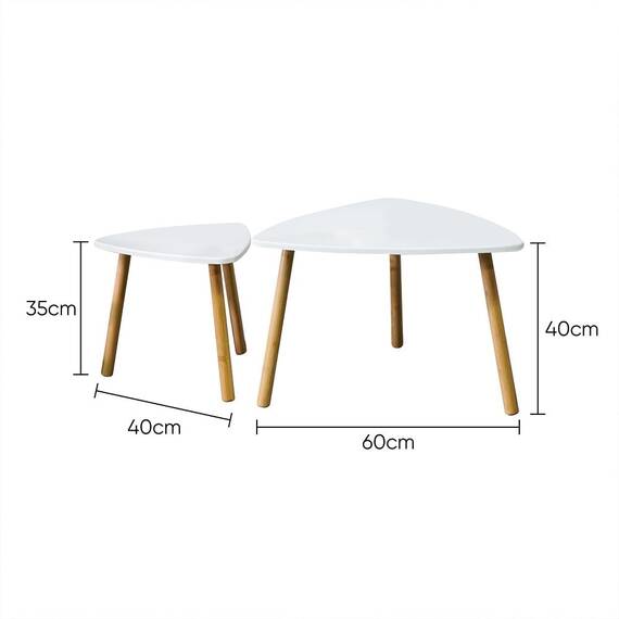 Set masuta living DacEnergy©, realizat din MDF si bambus, forma asimetrica, fixa, 60 x 60 x 40 cm, finisaj natur si alb, 2 bucati - 2- Roveli