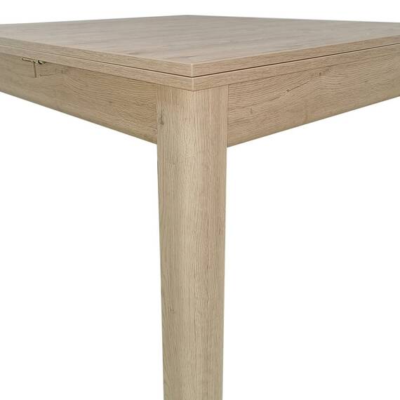 Masa bucatarie extensibila, realizat din PAL melamina si MDF foliat, 6 persoane, dreptunghiulara, 92 / 184 x 102 x 82 cm, finisaj stejar sherwood - 2- Roveli